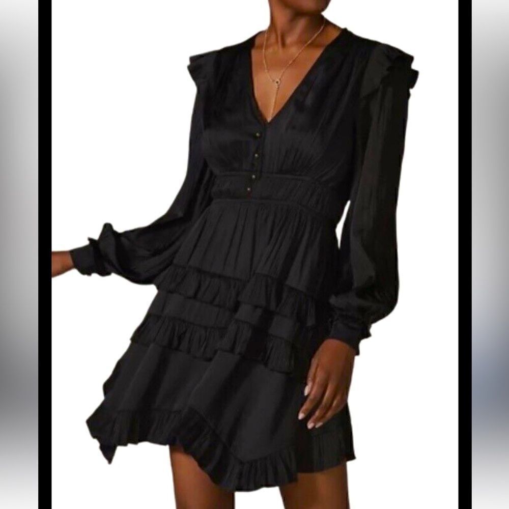 Anthropologie tiered ruffled mini dress